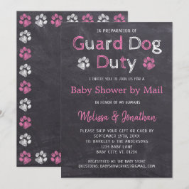Chalkboard Hund Rosa Girl Baby Shower by Mail Inbjudningar