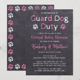 Chalkboard Hund Rosa Girl Virtuellare Baby Shower Inbjudningar