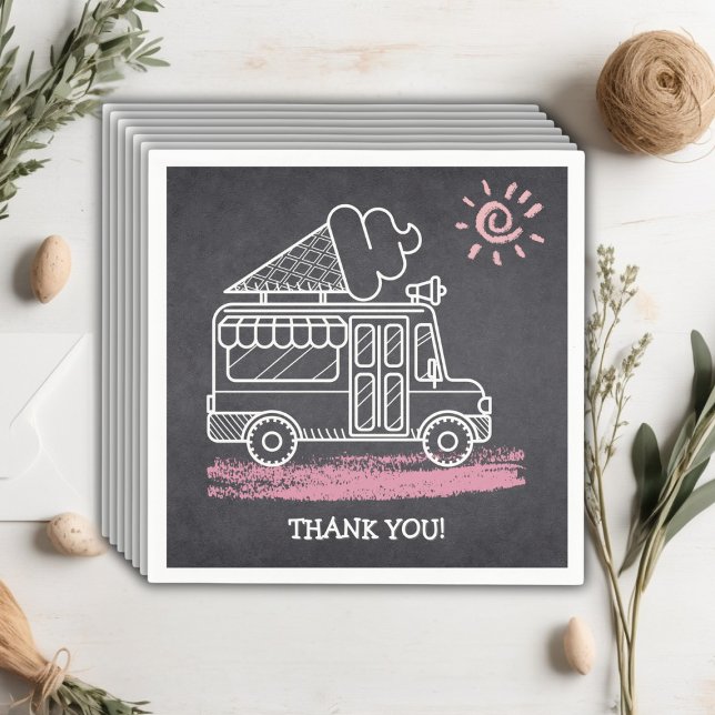 Chalkboard Ice Cream Lastbil Baby Shower Pappersservett (Skapare uppladdad)