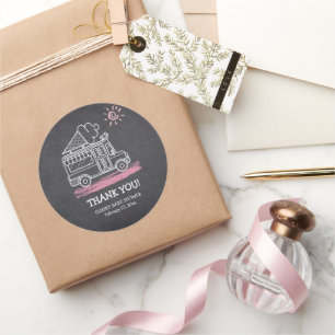 Chalkboard Ice Cream Lastbil Baby Shower Runt Klistermärke