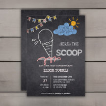 Chalkboard Ice Cream Scoop Teckning Baby Shower