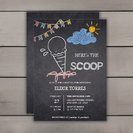Chalkboard Ice Cream Scoop Teckning Baby Shower Inbjudningar