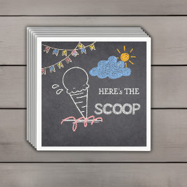 Chalkboard Ice Cream Scoop Teckning Baby Shower Pappersservett