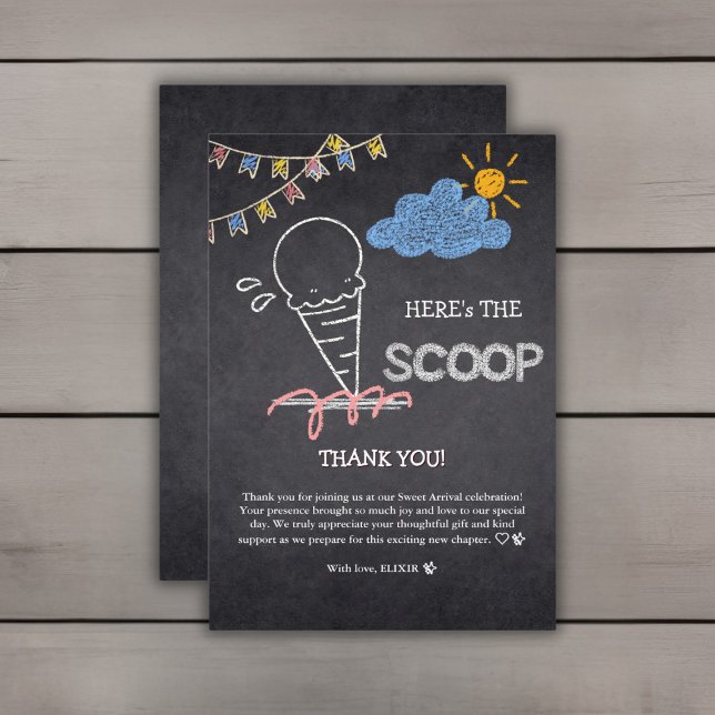 Chalkboard Ice Cream Scoop Teckning Baby Shower Tack Kort (Skapare uppladdad)