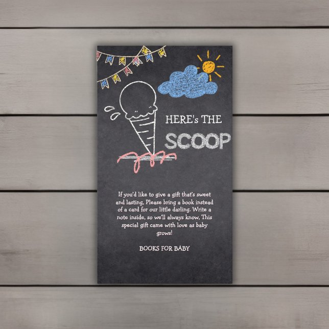 Chalkboard Ice Cream Scoop Teckning Baby Shower Tilläggskort (Skapare uppladdad)