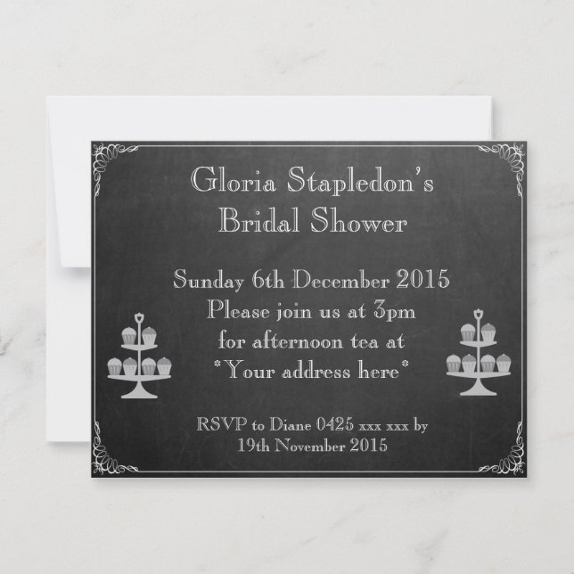 Chalkboard Inbjudningskort för möhippan (Framsida)