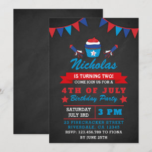 Chalkboard Independence day Födelsedagsfest Inbjud Inbjudningar