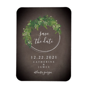 Chalkboard Inspired Botanical Save Date Magnet