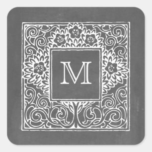 Chalkboard Inspired Monogram-etikett Fyrkantigt Klistermärke