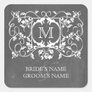 Chalkboard Inspired Ro Monogram Sticker Fyrkantigt Klistermärke