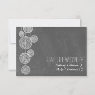 Chalkboard Inspired Twine Globes Bröllop R.S.V.P. OSA Kort