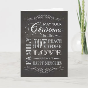Chalkboard - jul fylld med Joy Peace Hope Helgkort