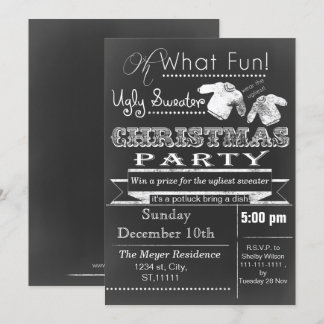 Chalkboard jul - inbjudan till Ugly sweater Party