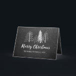 Chalkboard jul Snowy Träd non-Photo Helgkort<br><div class="desc">Bakgrund med hand plockade-kritvintern träd och snö,  manuset "God jul" i vitt,  uppfällt gratulationskort.</div>