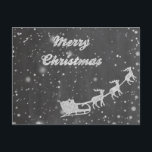Chalkboard-jul | Vintage Jultomten Sleigh Helg Vykort<br><div class="desc">Ren och enkel julkort med Jultomten i sömnen med hans flygande renar. Finns som platta kort och vykort. Önska er alla God jul och Gott nytt år!</div>