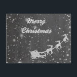 Chalkboard-jul | Vintage Jultomten Sleigh Helg Vykort<br><div class="desc">Ren och enkel julkort med Jultomten i sömnen med hans flygande renar. Finns som platta kort och vykort. Önska er alla God jul och Gott nytt år!</div>