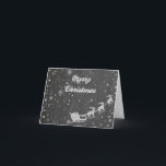 Chalkboard-jul | Vintage Jultomten Sleigh Helgkort<br><div class="desc">Ren och enkel julkort med Jultomten i sömnen med hans flygande renar. Finns som platta kort och vykort. Önska er alla God jul och Gott nytt år!</div>