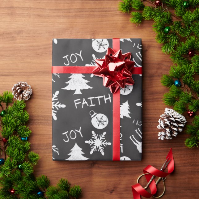 Chalkboard-julafton Roligt Mönster Helgdag Presentpapper (Julgåva)