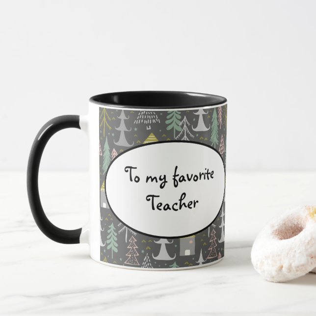 Chalkboard Julgranar and Houses Rosa Gult Mugg (Med munk)