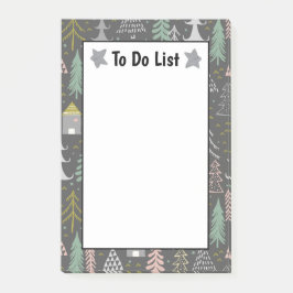 Chalkboard Julgranar and Houses Rosa Gult Post-it Block