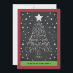 Chalkboard-julklappad - Familjefoto Julkort<br><div class="desc">Sprid helgdag cheer i stil med det här trendig vintage svarta schalkboard-stil-julkortet... med Modern hand-lettrat chalk-konst Julgran-design innehåller ord: glädje ・ kärlek ・ frid ・ tro ・ tyst natt ・ God och ljus ・ Jul till dig Original-hantering av internationell artist, JoDina Williams. —>>> Anpassa med familj namn på framsidan, lägg...</div>