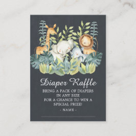 Chalkboard jungle Animal Baby Shower Diaper Raffle Tilläggskort
