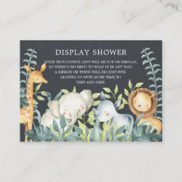 Chalkboard Jungle Animals Baby Gift Visning Shower Tilläggskort