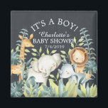 Chalkboard Jungle Animals Baby Shower Favor Magnet<br><div class="desc">Dammdjungeldjur för en Neutralt babydusch. Ändra bakgrunden genom att klicka på Anpassa och använda vår färg-väljare! Matchande artiklar i vår butik.</div>