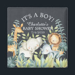 Chalkboard Jungle Animals Baby Shower Favor Magnet<br><div class="desc">Dammdjungeldjur för en Neutralt babydusch. Ändra bakgrunden genom att klicka på Anpassa och använda vår färg-väljare! Matchande artiklar i vår butik.</div>