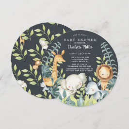 Chalkboard Jungle Animals Baby Shower Inbjudningar