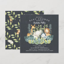 Chalkboard Jungle Animals Baby Shower