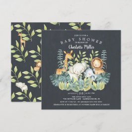 Chalkboard Jungle Animals Baby Shower Inbjudningar