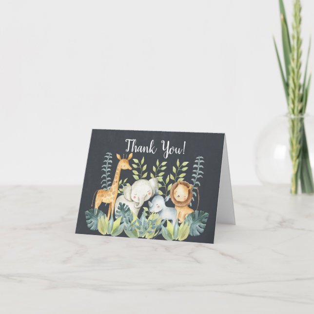 Chalkboard Jungle Baby Shower Tackkort (Framsida)