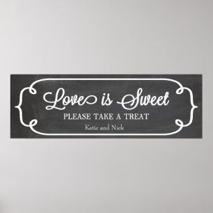 Chalkboard Kärlek är Sweet Sign Poster