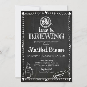 Chalkboard Kärlek brinner Möhippa-kaffe Inbjudningar