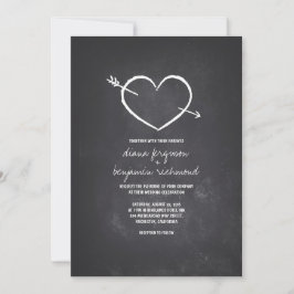 Chalkboard kärlek hjärtrytm bröllopsinbjudan inbjudningar