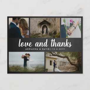 Chalkboard Kärlek och tack för fem bilder Bröllop Vykort
