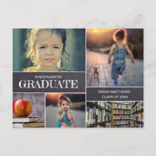 Chalkboard Kindergarten Student Photo Collage Meddelande Vykort