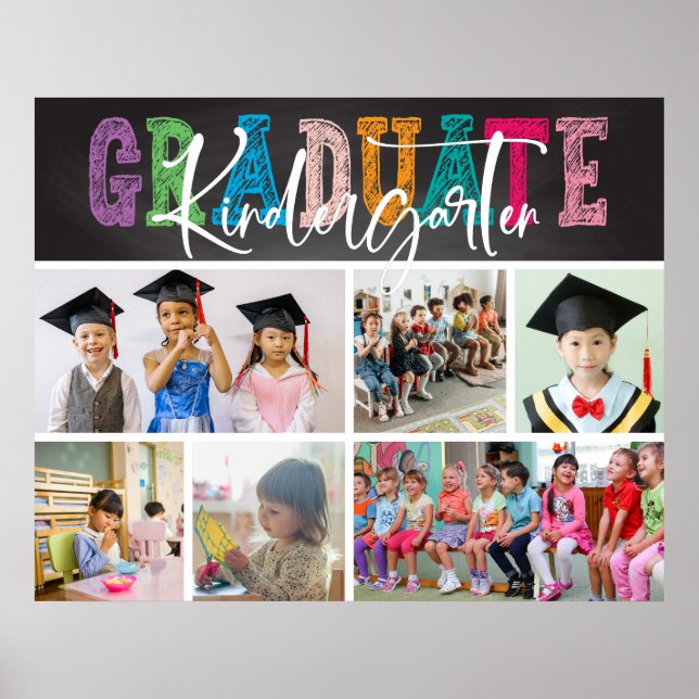 Chalkboard Kindergarten Student Photo Collage Poster (Framsidan)