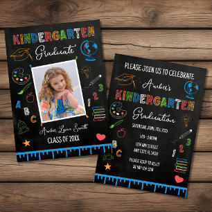 Chalkboard Kindergarten Studenten Photo Inbjudningar