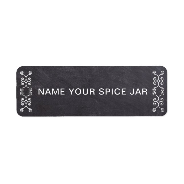 Chalkboard Kitchen Spice Burk Returadress Etikett (Framsidan)