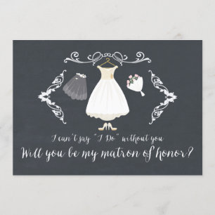 Chalkboard kommer du att vara min Matron of Honor Inbjudningar