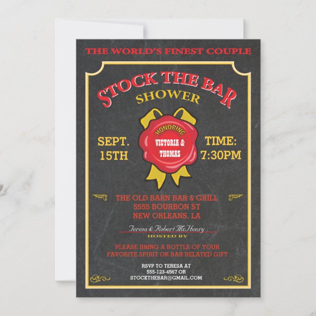 Chalkboard Lagrar inbjudan till pub (Framsida)