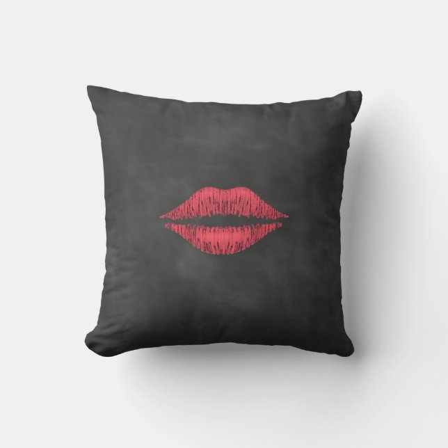 Chalkboard Läppar Pillow Kudde (Framsida)