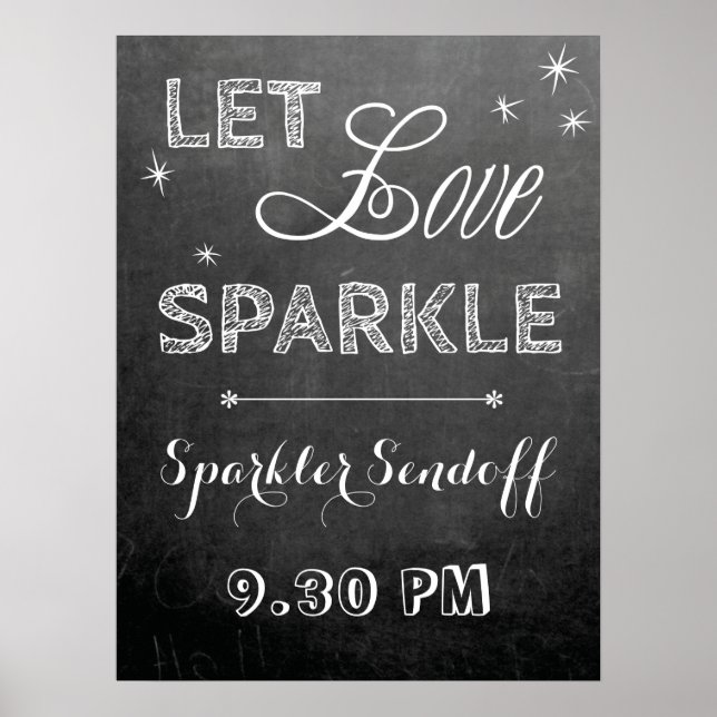 Chalkboard, låt kärlek sparkler bröllop poster (Framsidan)