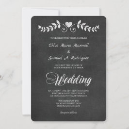Chalkboard Laurel Löv Heart Wedding bjudande Inbjudningar