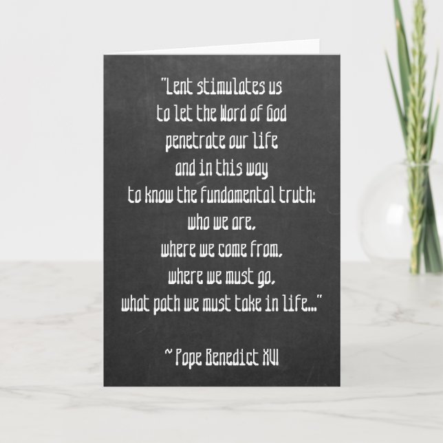 Chalkboard Lent betyder påve Benedict XVI Påsk Helgkort (Framsida)