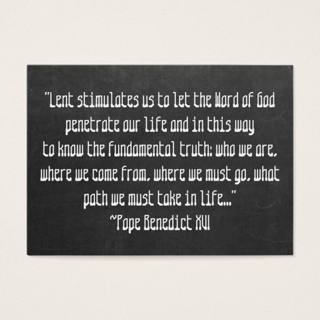 Chalkboard Lent betyder påve Benedict XVI Påsk Visitkort (Framsidan)