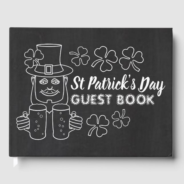 Chalkboard Leprechaun, St patrick's day Gästböcker (Framsida)