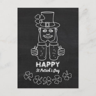 Chalkboard Leprechaun, St patrick's day Vykort